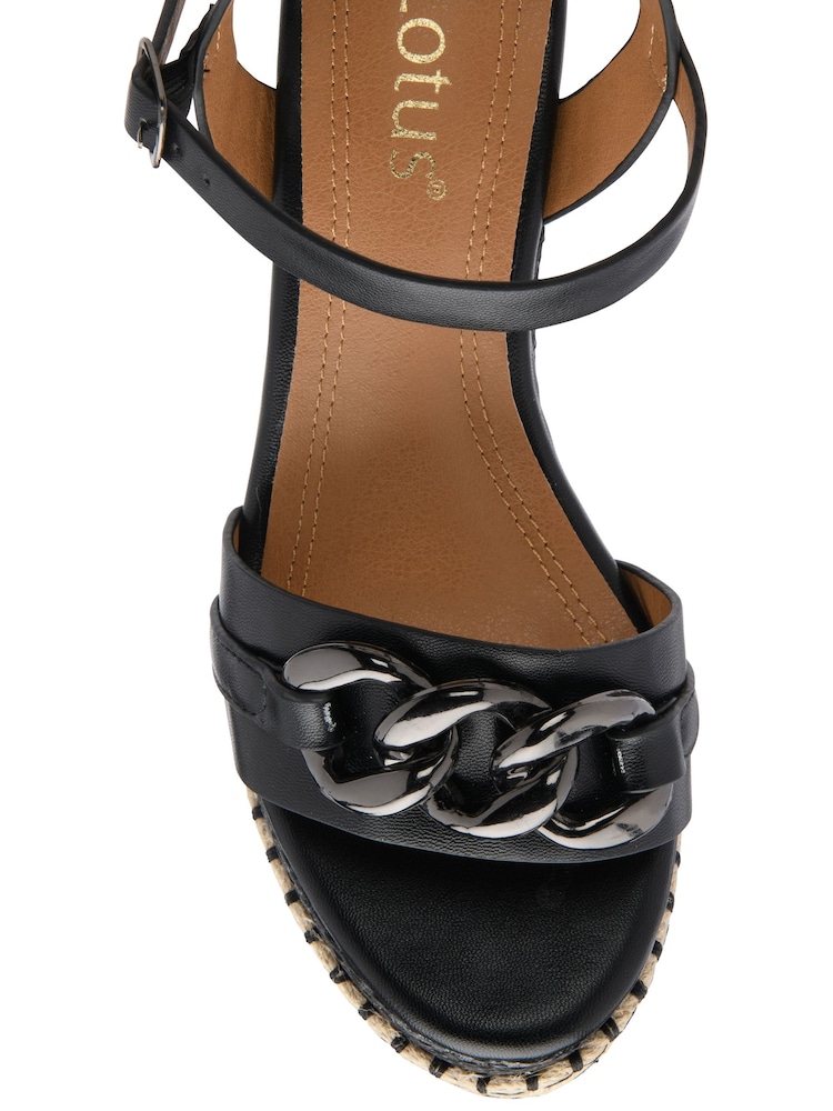 Lotus Black Open-Toe Wedge Sandals - Image 4 of 4 Lotus Black Open-Toe Wedge Sandals - Image 4 of 4