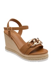 Lotus Brown Open-Toe Wedge Sandals - Image 1 of 3