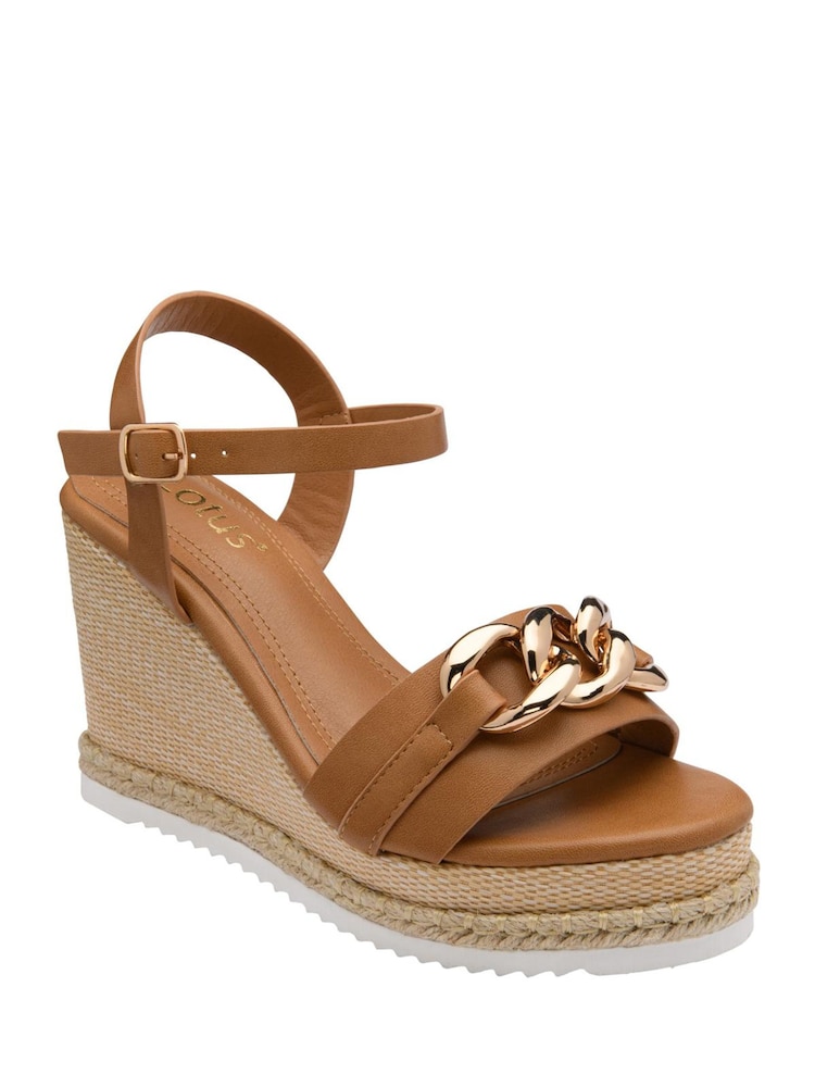 Lotus Brown Open-Toe Wedge Sandals - Image 1 of 3 Lotus Brown Open-Toe Wedge Sandals - Image 1 of 3