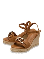 Lotus Brown Open-Toe Wedge Sandals - Image 2 of 3