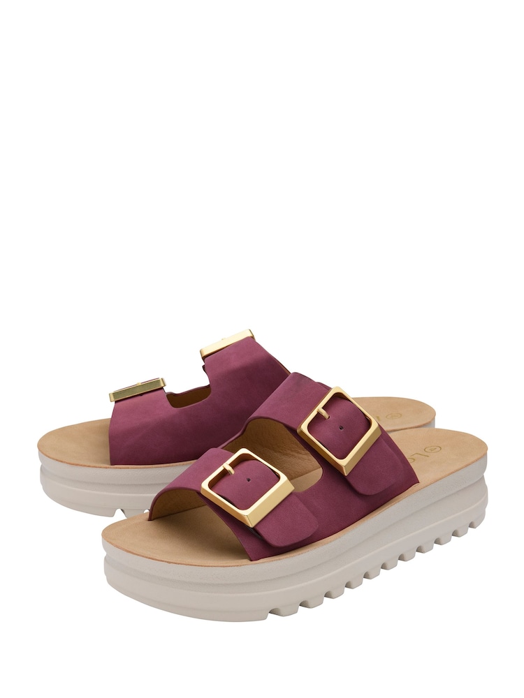 Lotus Purple Flatform Mule Sandals - Image 2 of 4 Lotus Purple Flatform Mule Sandals - Image 2 of 4