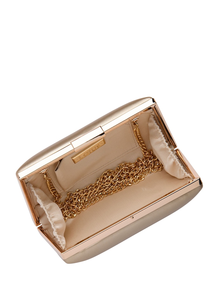Lotus Gold Clutch Bag with Chain - Image 4 of 4 Lotus Gold Clutch Bag with Chain - Image 4 of 4