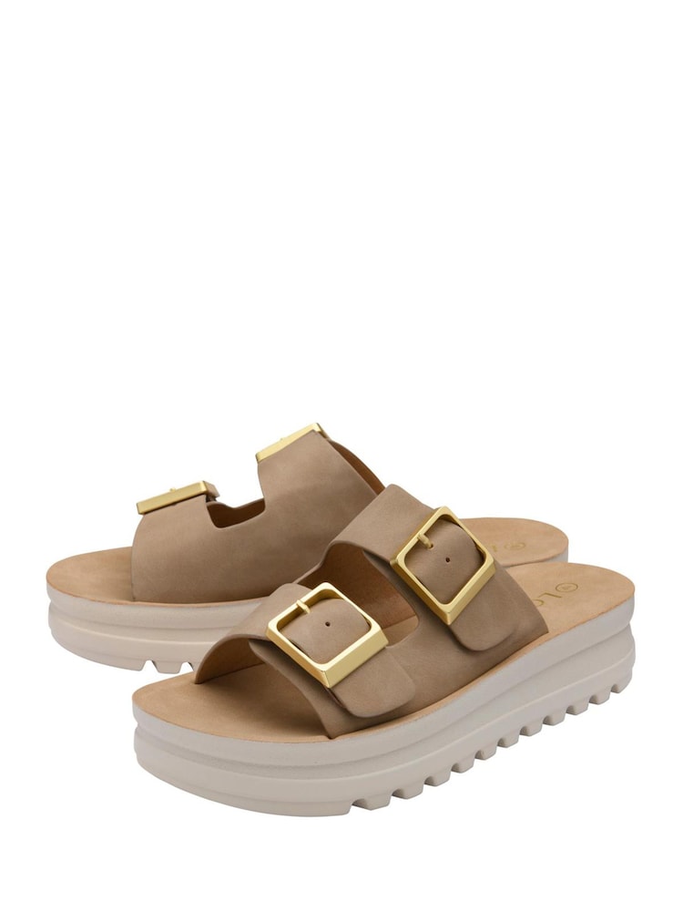 Lotus Natural Flatform Mule Sandals - Image 2 of 4 Lotus Natural Flatform Mule Sandals - Image 2 of 4