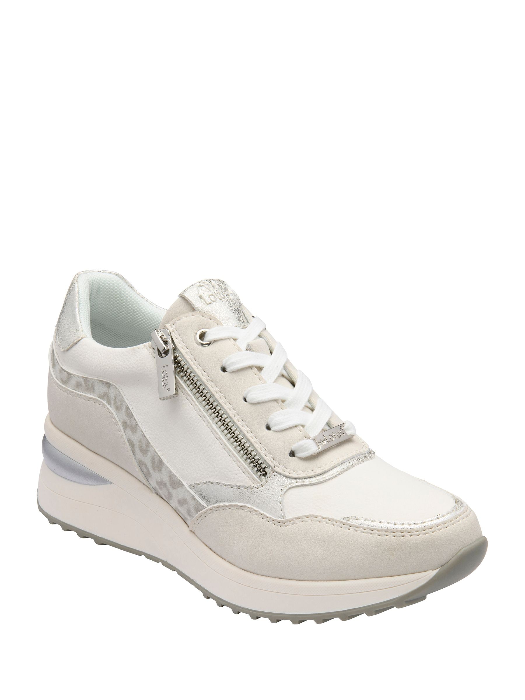 Lotus Women's White 'Bianchi' Zip-Up Trainers In | Size: 6.5 - Image 3