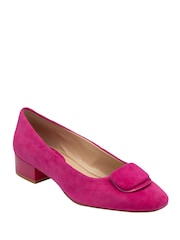 Lotus Pink Suede Low Block-Heel Shoes - Image 1 of 4