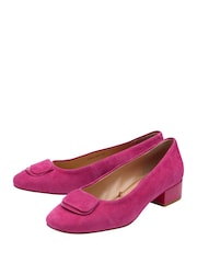 Lotus Pink Suede Low Block-Heel Shoes - Image 2 of 4