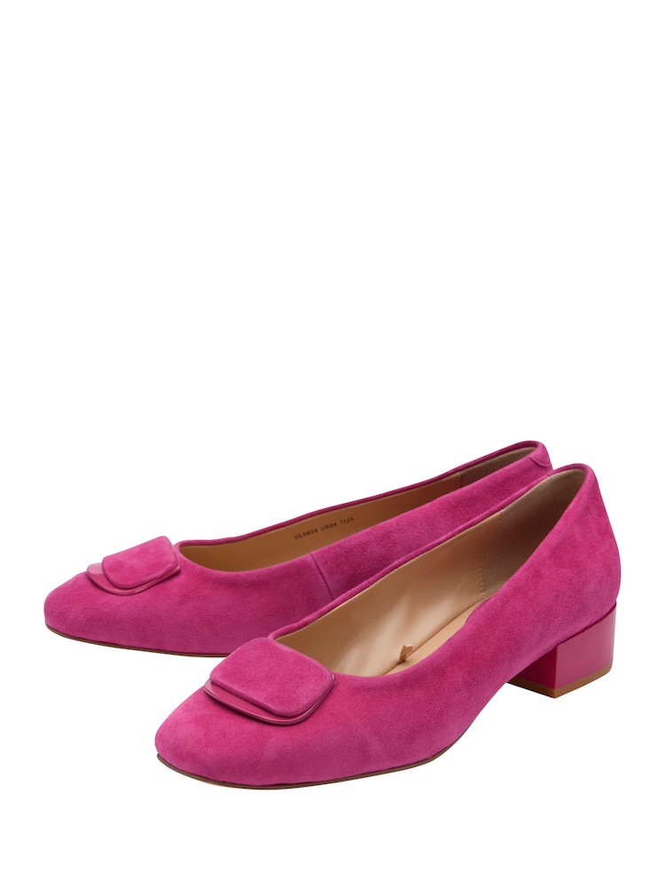 Lotus Pink Suede Low Block-Heel Shoes - Image 2 of 4 Lotus Pink Suede Low Block-Heel Shoes - Image 2 of 4