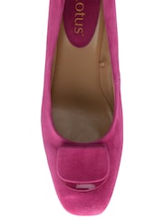 Lotus Pink Suede Low Block-Heel Shoes - Image 4 of 4