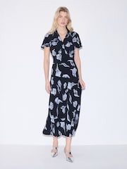 Jigsaw Navy Fallen Peony Bias Dress - Image 1 of 4