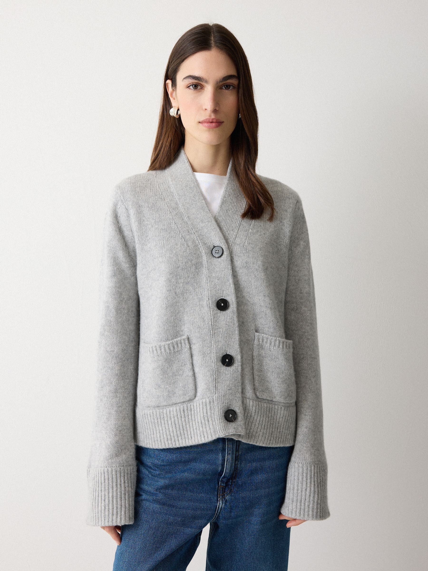 Buy Jigsaw Grey Chunky V-Neck A Line Cardigan from the Next UK