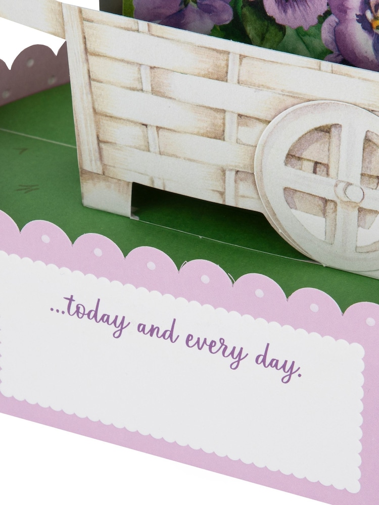 Hallmark Purple Mother's Day Card with 3D & Pop-Up Flower Cart Design - Image 4 of 4