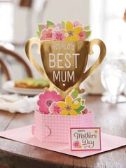 Hallmark Pink Mother's Day Card For Mum 3D Pop-Up Trophy - Image 1 of 4