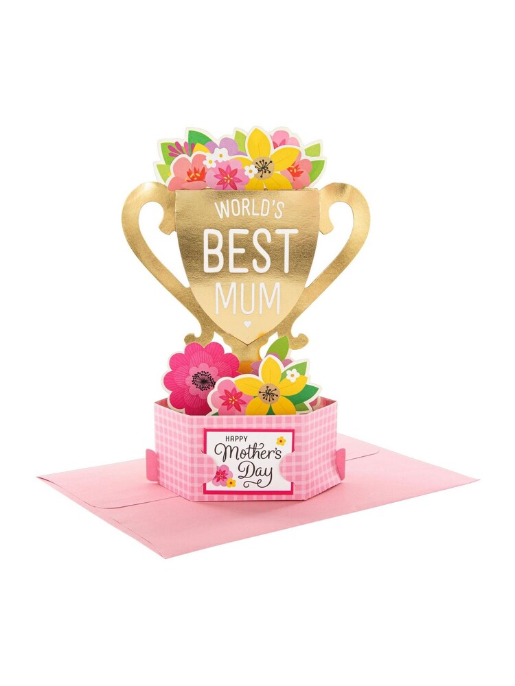 Hallmark Pink Mother's Day Card For Mum 3D Pop-Up Trophy - Image 2 of 4 Hallmark Pink Mother's Day Card For Mum 3D Pop-Up Trophy - Image 2 of 4