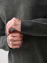 Charcoal Grey Chenille Zip Neck Jumper - Image 5 of 9