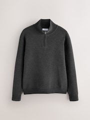 Charcoal Grey Chenille Zip Neck Jumper - Image 7 of 9
