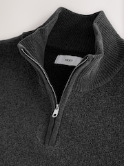 Charcoal Grey Chenille Zip Neck Jumper - Image 8 of 9
