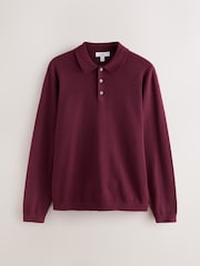 Burgundy Red Regular Fit Knitted Polo Shirt - Image 1 of 3