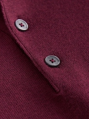 Burgundy Red Regular Fit Knitted Polo Shirt - Image 2 of 3