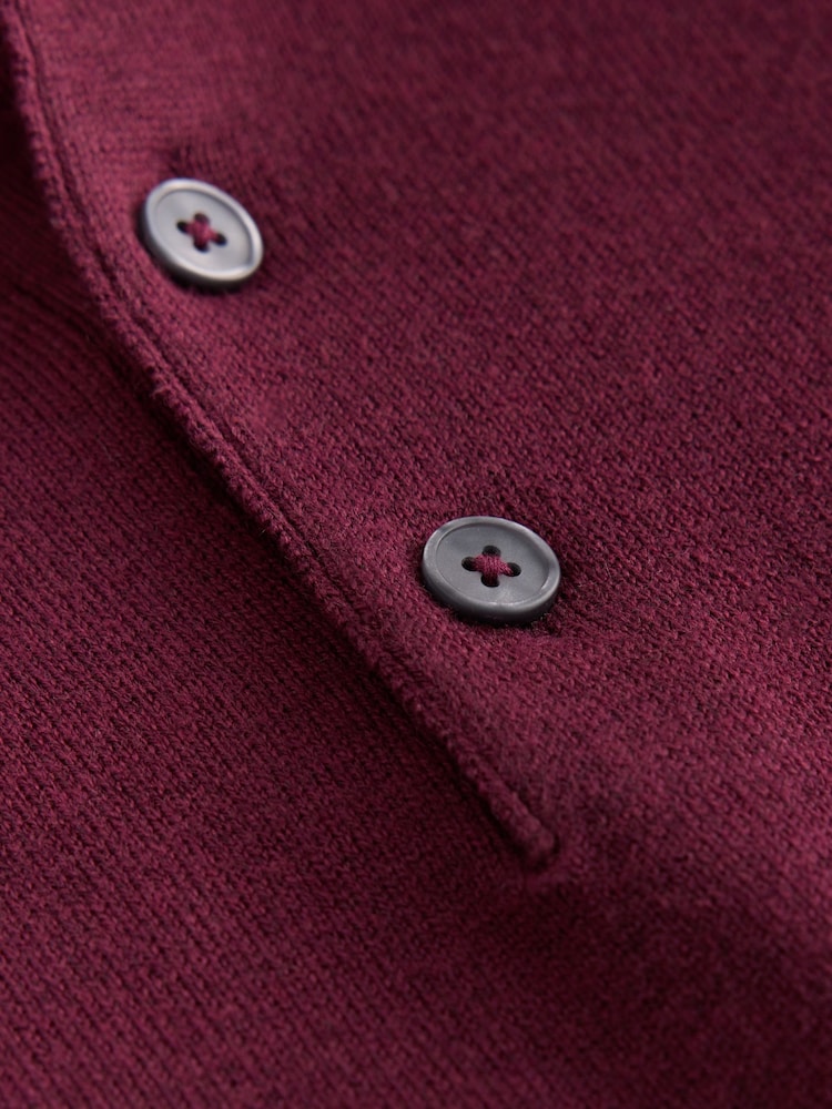 Burgundy Red Regular Fit Knitted Polo Shirt - Image 2 of 3 Burgundy Red Regular Fit Knitted Polo Shirt - Image 2 of 3