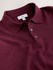 Burgundy Red Regular Fit Knitted Polo Shirt - Image 3 of 3