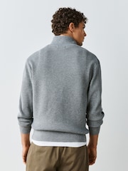 Grey Knitted Zip Up Jumper - Image 3 of 4