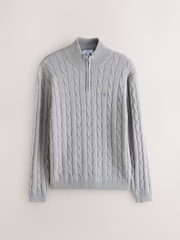 Γκρι - Quarter Zip Cable Knit Jumper - Εικόνα 5 από 7