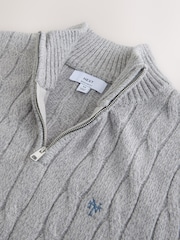Γκρι - Quarter Zip Cable Knit Jumper - Εικόνα 6 από 7