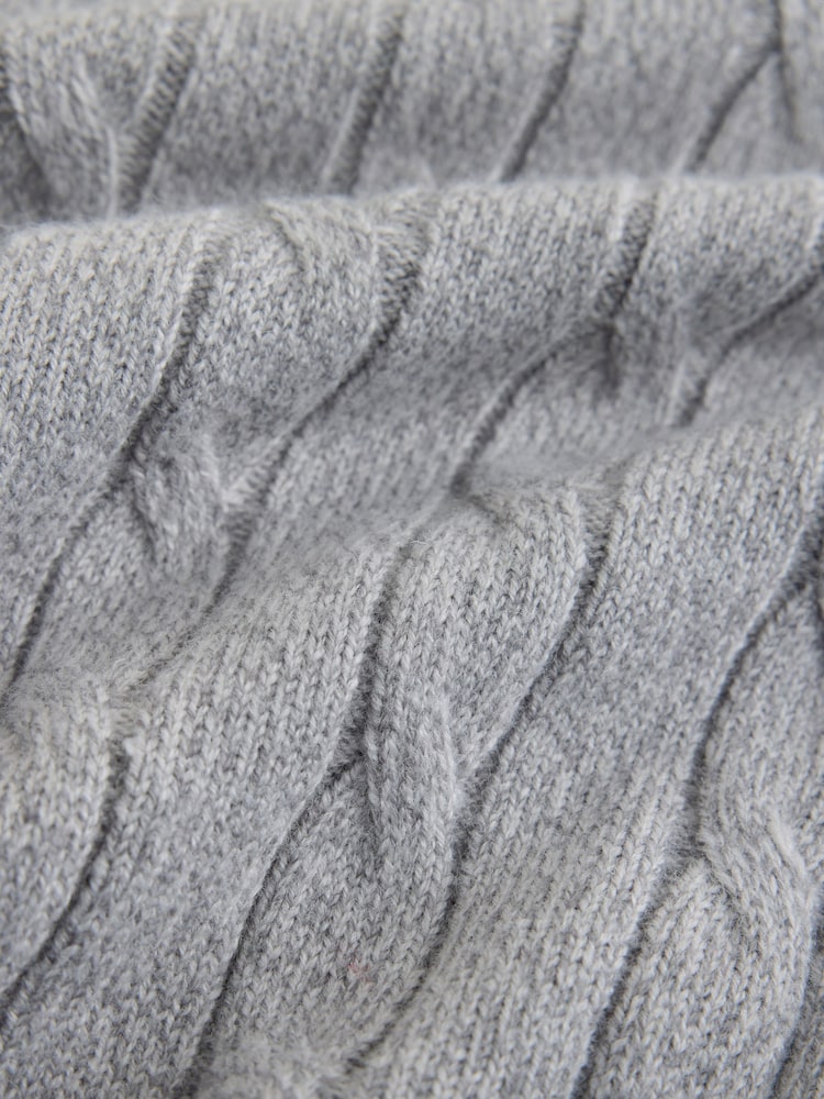 Γκρι - Quarter Zip Cable Knit Jumper - Εικόνα 7 από 7