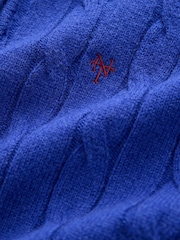 Cobalt Blue Quarter Zip Cable Knit Jumper - Image 7 of 7