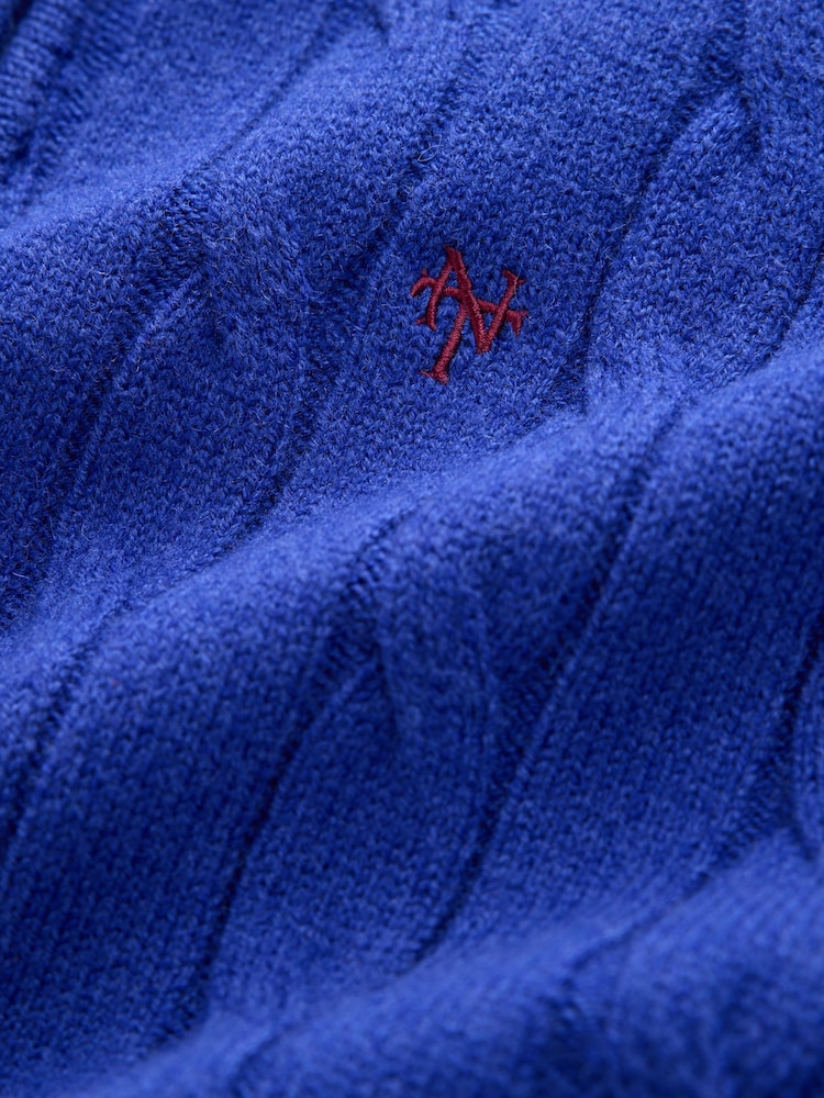 Cobalt Blue Quarter Zip Cable Knit Jumper - Image 7 of 7 Cobalt Blue Quarter Zip Cable Knit Jumper - Image 7 of 7