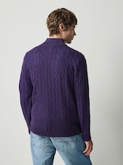Purple Quarter Zip Cable Knit Jumper - Image 3 of 5