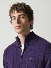 Purple Quarter Zip Cable Knit Jumper - Image 5 of 5