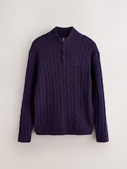 Purple Quarter Zip Cable Knit Jumper - Image 6 of 8