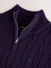 Purple Quarter Zip Cable Knit Jumper - Image 7 of 8
