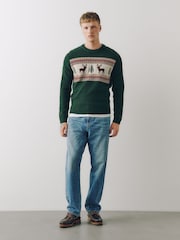 Green Reindeer Crew Neck Christmas Jumper - Image 2 of 9