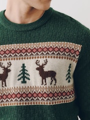 Green Reindeer Crew Neck Christmas Jumper - Image 6 of 9