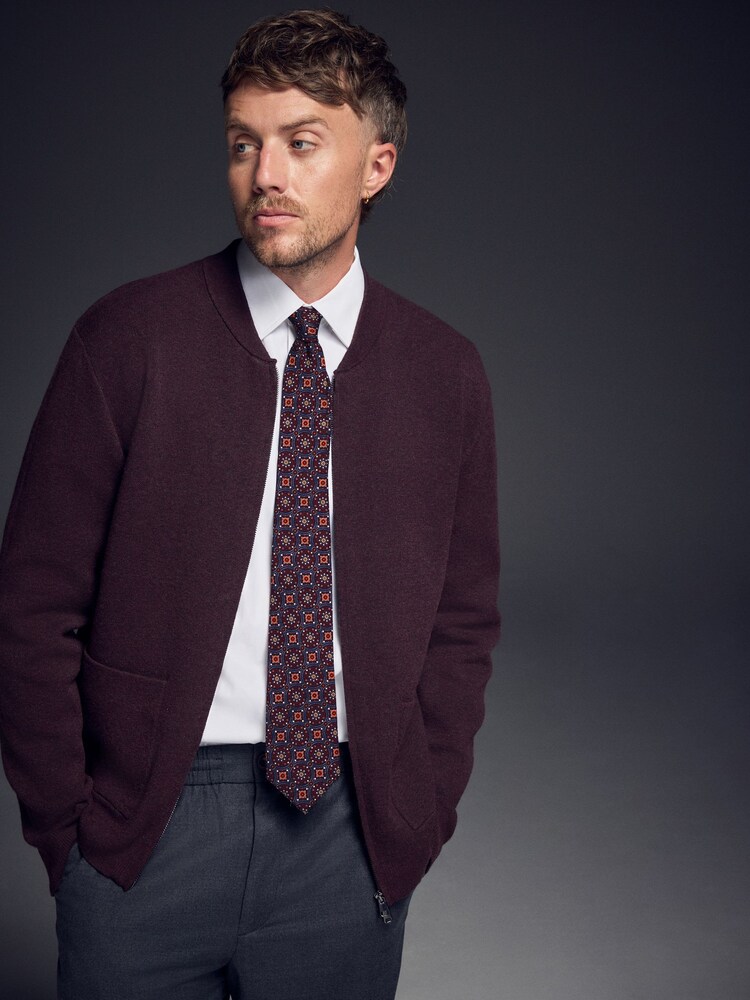 Burgundy Red N. Premium Zip Up Ultrasoft Knitted Jacket - Image 1 of 12 Burgundy Red N. Premium Zip Up Ultrasoft Knitted Jacket - Image 1 of 12