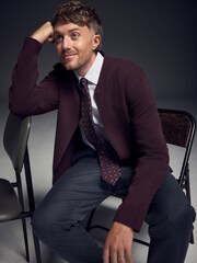 Burgundy Red N. Premium Zip Up Ultrasoft Knitted Jacket - Image 4 of 12