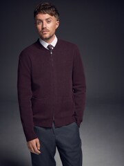 Burgundy Red N. Premium Zip Up Ultrasoft Knitted Jacket - Image 6 of 12