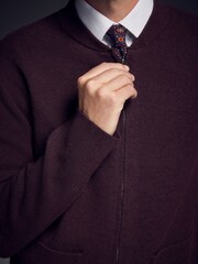 Burgundy Red N. Premium Zip Up Ultrasoft Knitted Jacket - Image 9 of 12