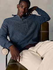 Azul - Quarter Zip Pocket Knitted Polo Shirt - Imagen 1 de 5