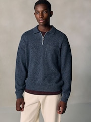 Azul - Quarter Zip Pocket Knitted Polo Shirt - Imagen 3 de 5