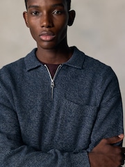 Azul - Quarter Zip Pocket Knitted Polo Shirt - Imagen 5 de 5