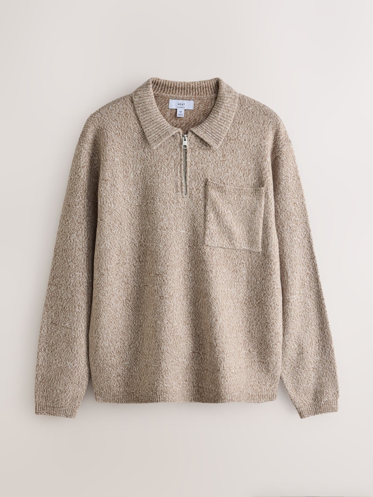 Neutro - Quarter Zip Pocket Knitted Polo Shirt - Imagen 1 de 3