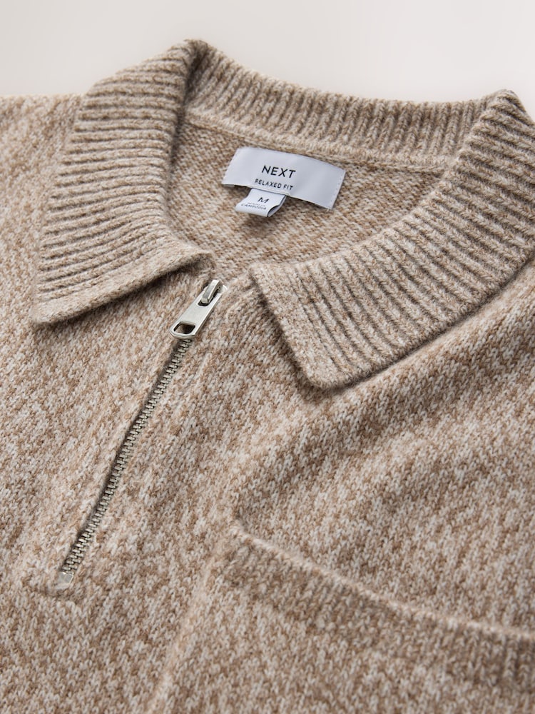 Neutro - Quarter Zip Pocket Knitted Polo Shirt - Imagen 2 de 3