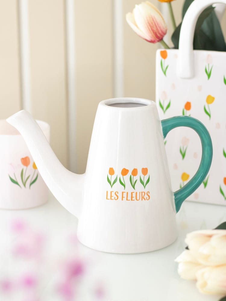 Something Different Fleurs Les Tulip Ceramic Watering Can - Image 1 of 4