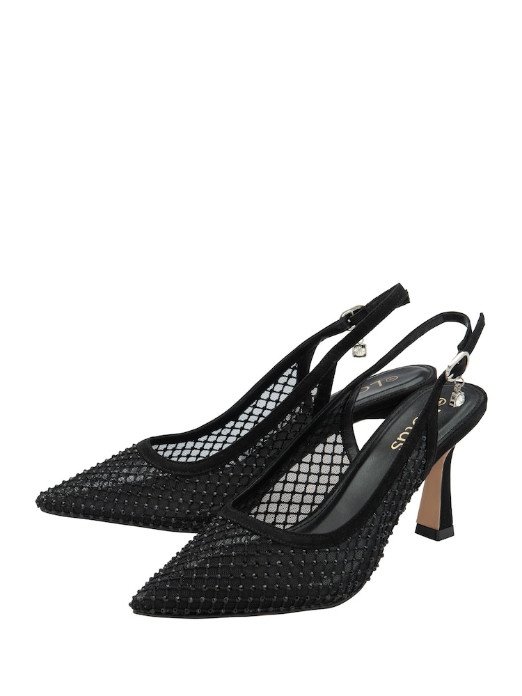 Lotus Black Slingback Court Shoes - Image 2 of 4