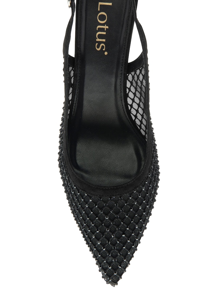 Lotus Black Slingback Court Shoes - Image 4 of 4