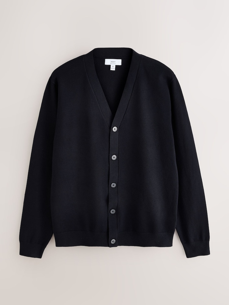 Navy Blue Knitted V-Neck Cardigan - Image 1 of 3 Navy Blue Knitted V-Neck Cardigan - Image 1 of 3
