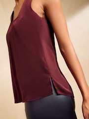 Friends Like These Aubergine Purple Satin Scoop Neck Vest Top - Image 4 of 5